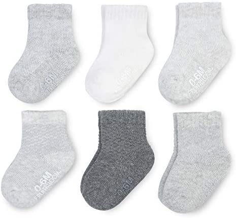Fruit of the Loom Baby 6-Pack All Weather Crew-Length Socks, Mesh & Thermal Stretch – Unisex, Girls, Boys