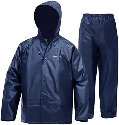 Men’s Rain Suit Waterproof Rain Work Gear Ultra-Lite Rain Jacket and Pants Rainwear