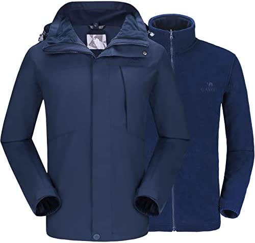 CAMELSPORTS Men’s Mountain Ski Jacket 3 in 1 Waterproof Winter Jacket Warm Snow Jacket Hooded Rain Coat Windproof Winter Coat