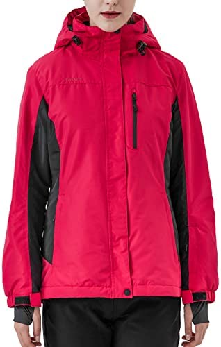 FREE SOLDIER Women’s Waterproof Ski Jacket Warm Winter Snow Coat Mountain Windproof Hooded Windbreaker Raincoat