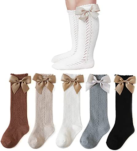 EPEIUS Baby Girls Boys Uniform Knee High Socks Tube Ruffled Stockings Infants and Toddlers (Pack of 3/5)