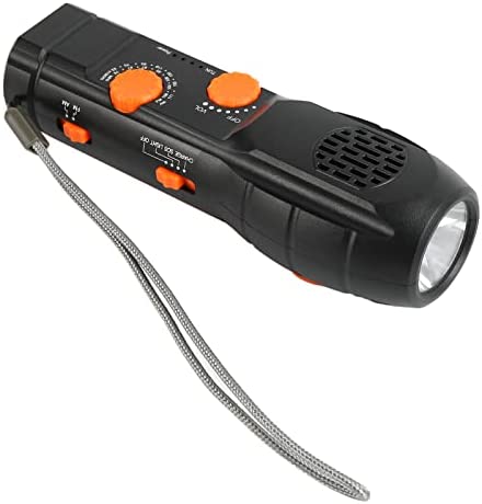 1200mAh Emergency Radio, AM FM Hand Crank Radio Weather Radio with LED Flashlight SOS Alarm, Survival Portable Radio for Outdoor Camping Hiking (Black)