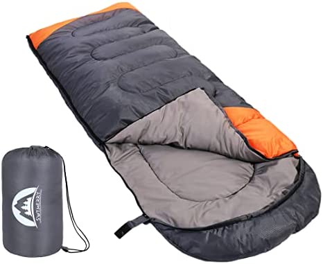 Sleeping Bag 3 Seasons (Summer, Spring, Fall) Warm & Cool Weather – Lightweight,Waterproof Indoor & Outdoor Use for Kids, Teens & Adults for Hiking and Camping