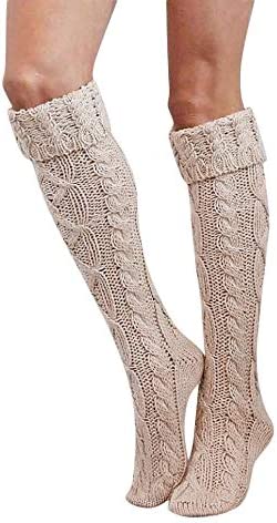Women’s Knee High Cable Socks,Winter Warm Cotton Stockings Socks Warm Boot Socks