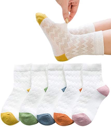 Unisex Baby Socks Girl Boy Summer Toddler Infant Ankle Pointelle Eyelet Soft Cotton Thin Mesh Socks 5 Pairs 0-12T