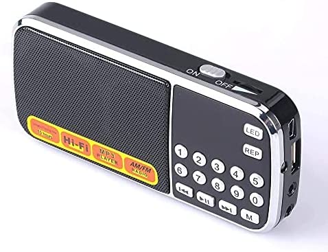 AM FM Portable Pocket Radio Music Player Support Micro SD/TF Card USB Slot (Black)