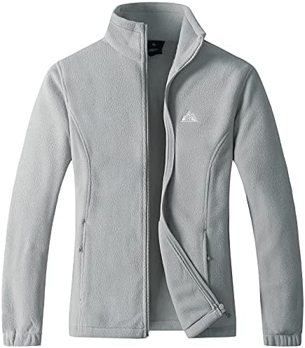 GIMECEN Women’s Lightweight Full Zip Soft Polar Fleece Jacket Outdoor Recreation Coat With Zipper Pockets