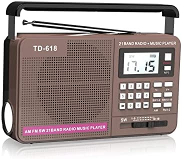 Portable AM FM SW Radio with Best Reception, LCD Display, Support USB Flash Drive and TF Card, AC Charge and Rechargeable Battery Power Transistor Shortwave Radio with Big Speaker and Earphone Jack