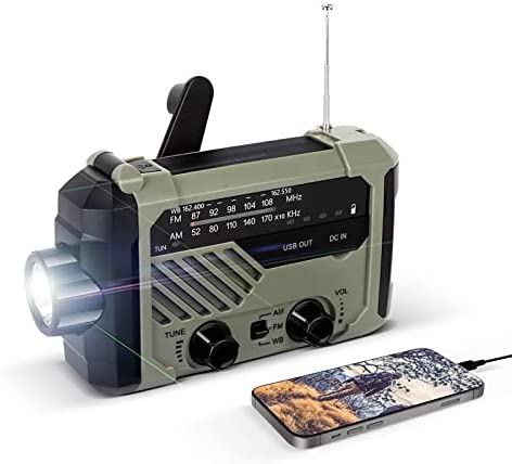 【2022 Newest】 Emergency Weather Radio, LAMA Hand Crank Solar Radio 4 Ways Powered AM/FM Weather Alert Portable Survival Gear with Flashlight, Reading Lamp, Outdoor Cellphone Charger and SOS Alarm