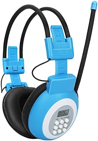 Portable Digital Personal FM Radio Headphones Ear Muffs with Antenna, 2 AA Batteries Powered LCD Display Wireless Headset with Build in Radio for Walking, Jogging and Daily Works
