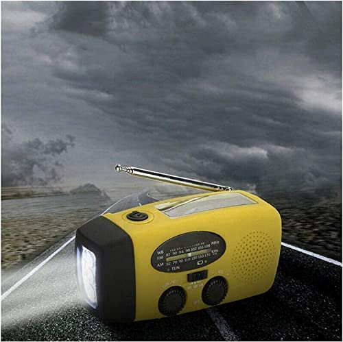 JYYBN Portable Emergency Radio Bluetooth Speaker,FM AM Weather Radio w/ 1200mAh Power Bank,IPX3 Waterproof Hand Crank Solar Radio w/LED Flashlight,Compass for Outdoor Survival Easy to Carry