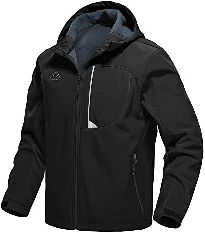 Gopune Men’s Softshell Hiking Jacket Fleece Lined Waterproof Lightweight Hooded Coat