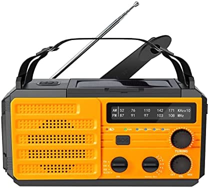 Kaito Voyager V3 Emergency Radio – AM/FM NOAA Weather Alert 4-Way Powered Solar Crank Radio Receiver with LED Flashlight and USB 4,000 mAh Mobile Phone Charger (Yellow)