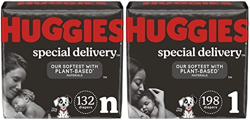 Newborn Baby Diapers Bundle: Huggies Special Delivery Diapers, Size Newborn (Up to 10 lbs), 132ct & Size 1 (8-14 lbs), 198ct