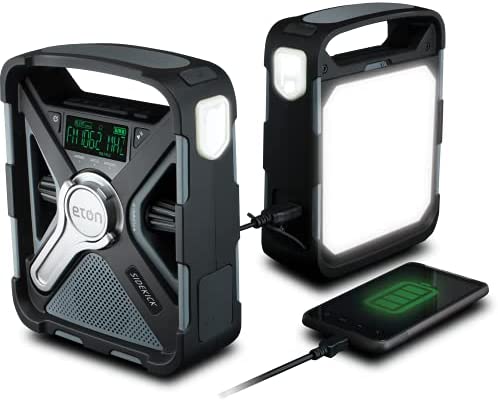 Eton – Sidekick, Ultimate Camping AM/FM/NOAA Radio with S.A.M.E Technology, Solar Powered, Battery Powered, Bluetooth, Rechargeable, LED Flashlight, Phone Charger, Commitment to Preparedness