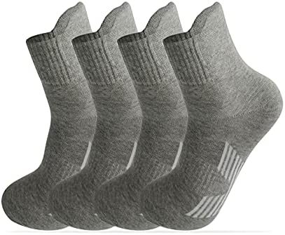 BAYKUORA Calf 100% Cotton Socks,Mid Casual Ankle Socks for Mens,Athletic Towel Sock with Cushion,4 Pairs