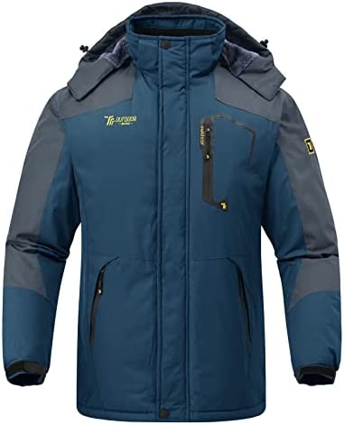 Rdruko Men’s Outdoor Ski Snow Jacket Waterproof Fleece Mountain Hooded Winter Coat