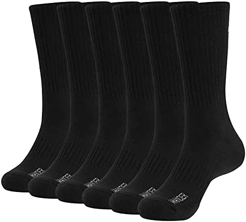 WANDER Men’s Running Crew Socks 6 Pairs Cotton Athletic Socks for Men Cushion Performance Socks 8-12/12-15