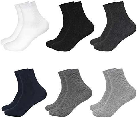 Men Casual Cotton Quarter Socks withe Lycra, Ankle Fashion Socks for Leather Dress Shoes Size 6-12, 6 Pairs
