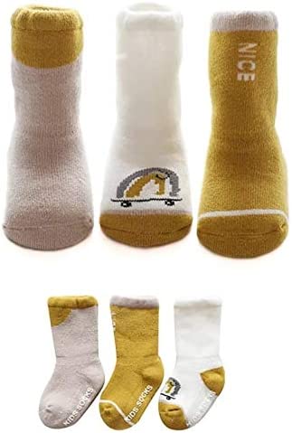 Nemo Baby 3 Pairs Warm Knee High Cotton Socks Ultra-Thick Non-skid Baby Infant Toddler Boy and Girl Crew Socks Shower Gift
