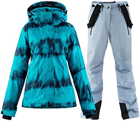 Women’s Ski Jackets and Pants Set Waterproof Snowboard Snowsuit Colorful Winter Warm Snow Coat Suit Windproof Insulated