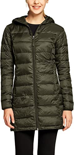 TSLA Women’s Lightweight Packable Accent Puffer Jackets w Hood, Water-Resistant Long Winter Coat