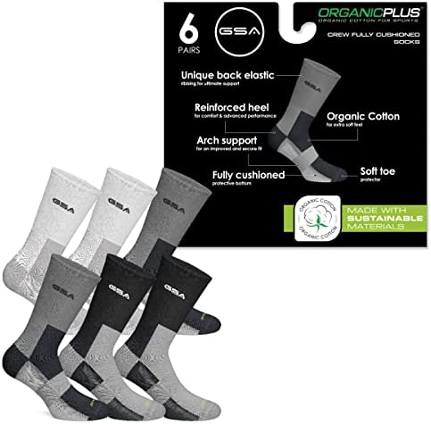 GSA OrganicPlus Cotton, Crew Men’s Performance Socks