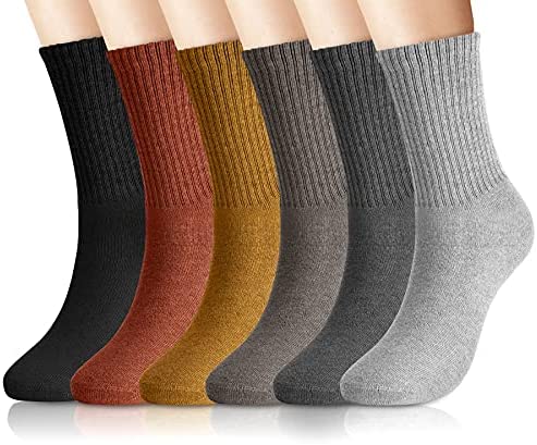 Womens Warm Socks 6 Pairs Thermal Wool Socks Cozy Winter Socks Vintage Casual Crew Cotton Thick Socks