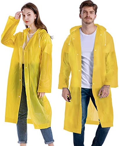 Rain Ponchos for Adults Reusable – Hooded Raincoats for Men Survival Heavy Duty Military Impermeable Rain Coat