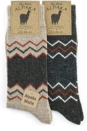 GoWith 1-2 Pairs Unisex Alpaca Wool Socks, Thermal Warm Cozy Merino Wool Socks, Heated Fuzzy Winter Boot Socks