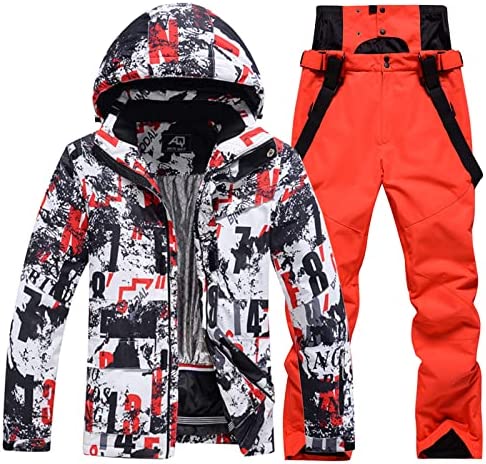 HOUZONIY Men’s Ski Suit Jacket and Pants Set Waterproof Insulated,Snow Suit Padded for Skiing,Snowmobiling,Hiking,Climbing