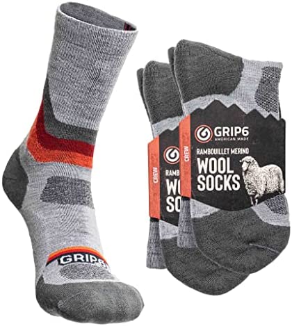 GRIP6 Wool Socks Mens | Lightweight Wool Hiking Socks | Overland Orange