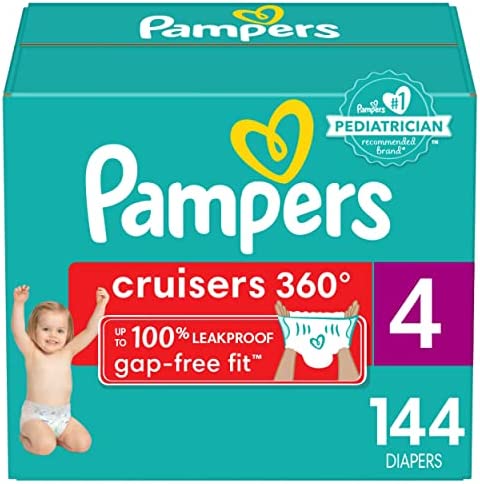 Diapers Size 4, 144 Count – Pampers Pull On Cruisers 360° Fit Disposable Baby Diapers with Stretchy Waistband, (Packaging & Prints May Vary)