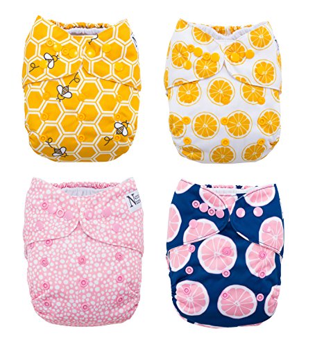 The Bee’s Knees 4-Pack Cloth Pocket Diapers with 4 Bamboo Inserts