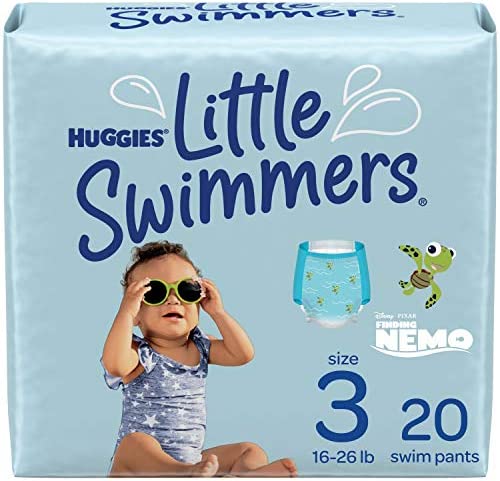 Swim Diapers Size 3, Huggies Little Swimmers Disposable Swimming Diapers, Small, 20 Ct