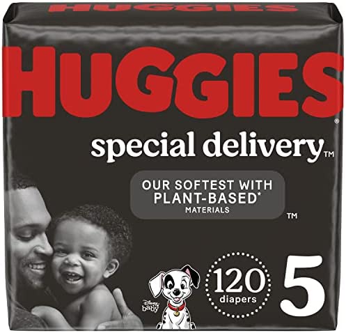 Hypoallergenic Baby Diapers Size 5 (27+ lbs), Huggies Special Delivery, Fragrance Free, Safe for Sensitive Skin, 120 Ct