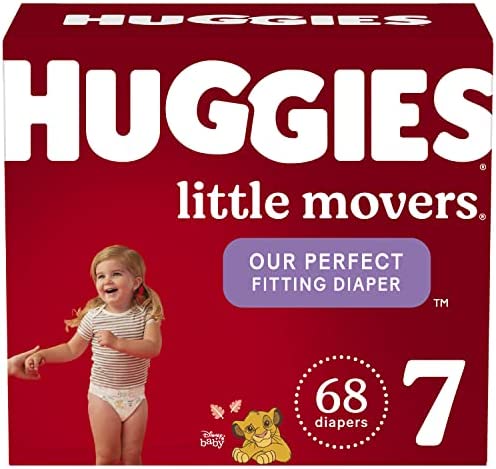 Baby Diapers Size 7, 68 Ct, Huggies Little Movers