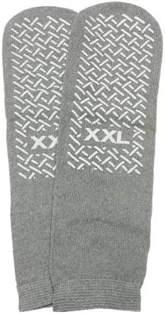 XX-Large Slip-Stop Single Tread Slipper Socks – Grey (3 Pairs)