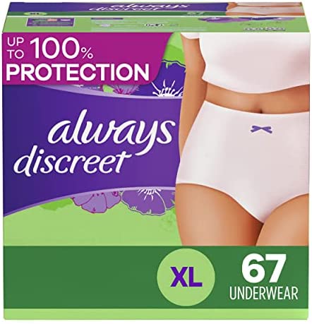 Always Discreet Incontinence & Postpartum Incontinence Underwear for Women, Extra-Large, Maximum Protection, Disposable, 67 Count