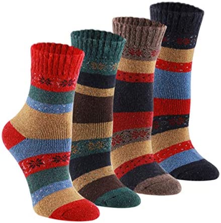 Wool Cozy Crazy Novelty Socks – KEAZA WZ02 Thick Cotton Vintage Women Sock 4pack