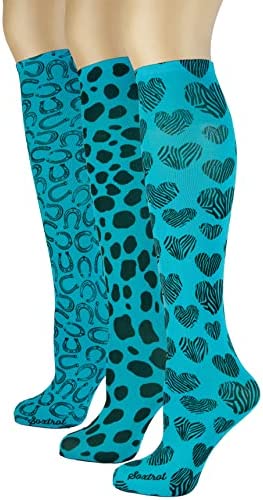 Sox Trot Women’s 3 Pairs Knee High Trouser Socks, Classy and Colorful Printed Patterns, Silky Smooth Material