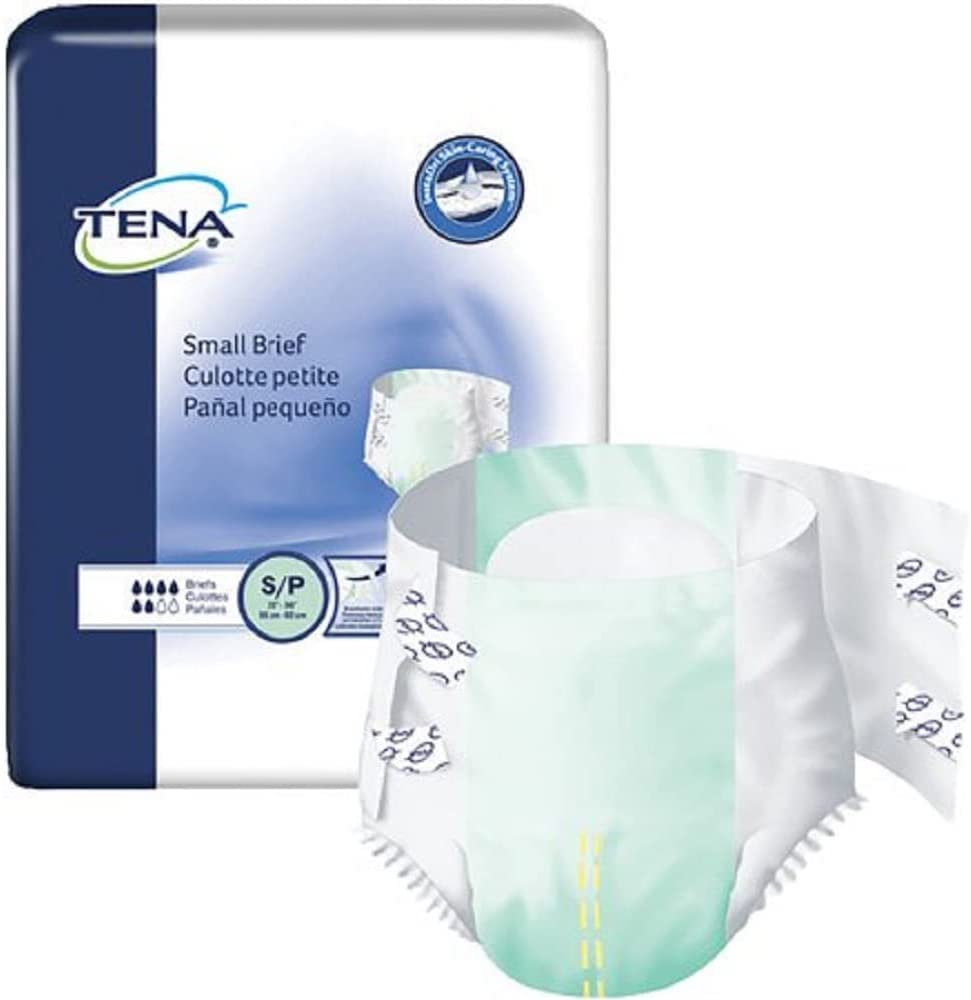 TENA Brief, Small, Heavy Absorbency, Tab Closure, Disposable, 66100 – Case of 96 Fits 22 to 36 Inch Waist / Hip