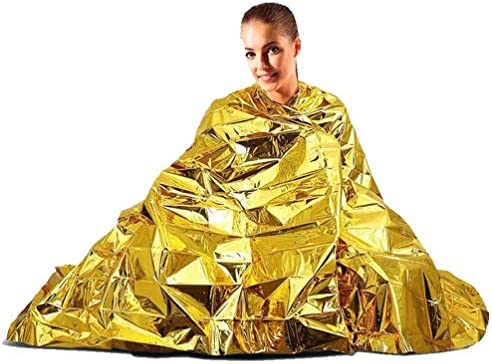 Emergency Mylar Thermal Blankets, ROYAL WIND 4 Pack Extra Large Foil Space Blanket Heat Sheet for Camping, Hiking, Marathon Running, First Aid Kits, Preparer, Bug Out & Outdoor Survival, Gold