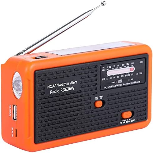 Portable Emergence Radio FM/AM/NOAA Weather Radio Compatible, Wide FM Compatible Radio Hand-cranked Charging/Solar Charging Compatible/Dry Battery can be Used (Black)