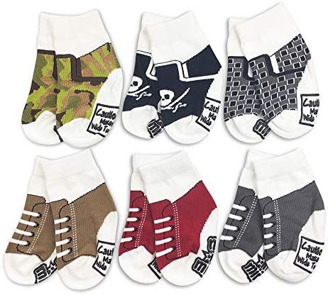 Baby Boy 6-Pair Gift Socks -Sneaker Set #2- Organic Cotton 0-3 3-6 6-12 White Infant Newborn Girl Months Grips