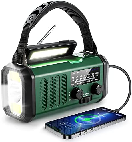10000mAh Solar Radio, NOAA Emergency Weather Radio,Type-C Charging Portable Solar AM FM NOAA Radio with USB Charger,Flashlight,Reading Lamp,Compass,SOS for Outdoor Camping Hurricane Storm