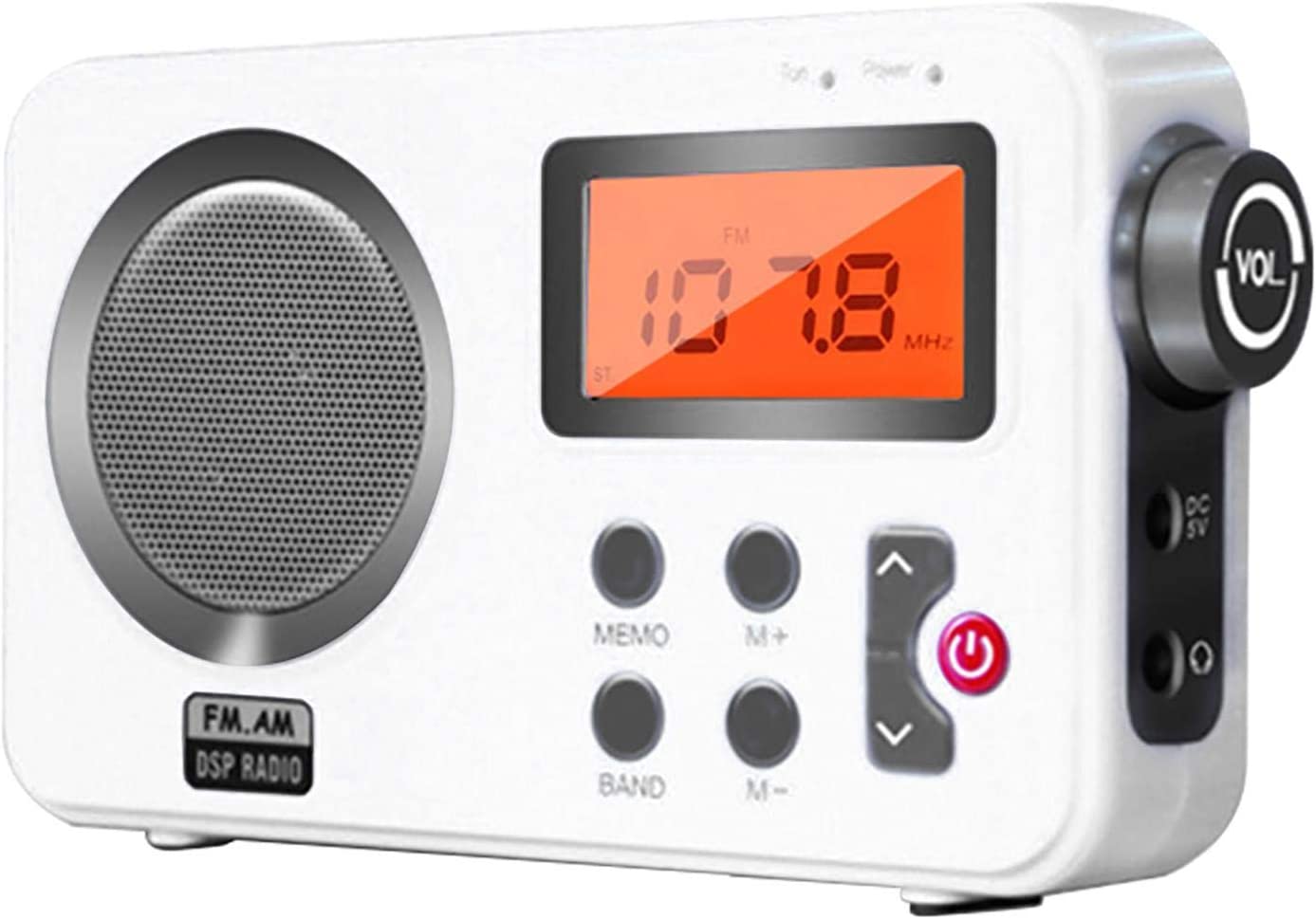 Shower Radio Speaker, Portable LCD Display Stereo Radio with AM/FM Radio/RDS System Long Playback Time Radio with Preset 20 Radio Stations for Bathroom, Hot Tub, Outdoor(White)