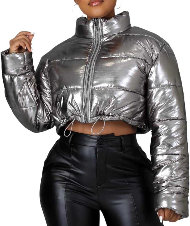 FabulousLookz Women Too Cool Puffer Cropped Jacket