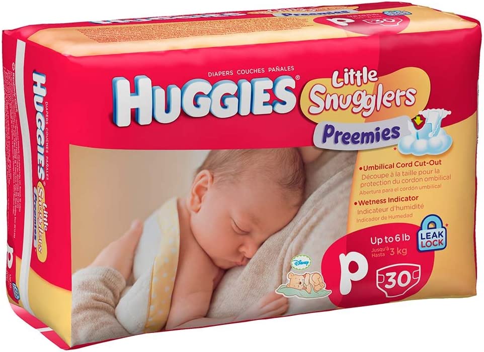 Huggies Diapers Little Snugglers Preemies Diapers Fits Up to 6 lbs Size P Cs of 180 (6/30)