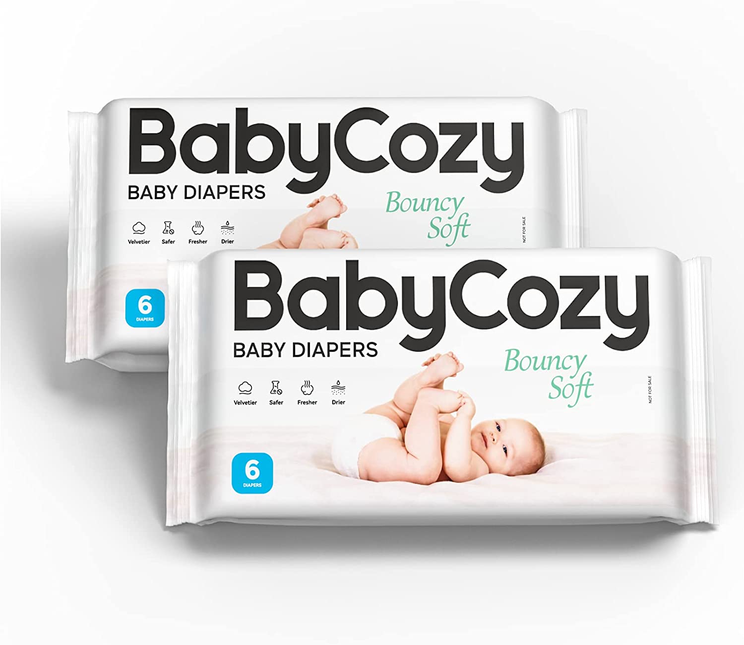 Baby Diapers Size 1(8-14lb) 12 Count Newborn Diapers, Babycozy Bouncy Soft Diapers Fit Baby Preemie, Dry Disposable Diapers Hypoallergenic Without Chlorine Safe for Sensitive Infant Skin